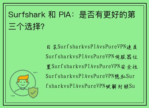 Surfshark 和 PIA：是否有更好的第三个选择？