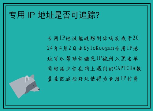 专用 IP 地址是否可追踪？